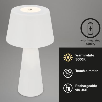 Brilo - LED Dimbaar rechargeable buitenshuis tafellamp LED/3,5W/5V IP44 wit