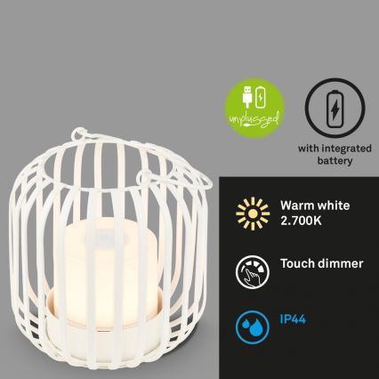 Brilo - LED Dimbaar rechargeable buitenshuis tafellamp LED/2W/5V IP44 wit