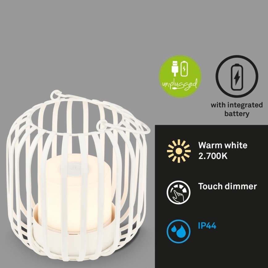 Brilo - LED Dimbaar rechargeable buitenshuis tafellamp LED/2W/5V IP44 wit