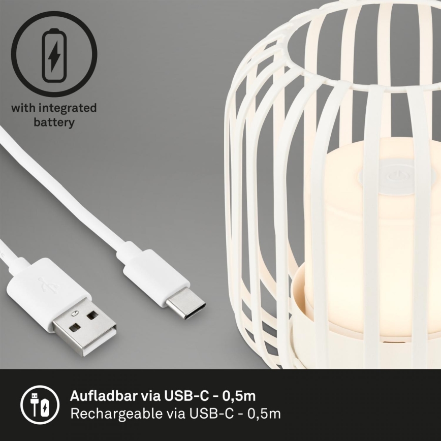 Brilo - LED Dimbaar rechargeable buitenshuis tafellamp LED/2W/5V IP44 wit