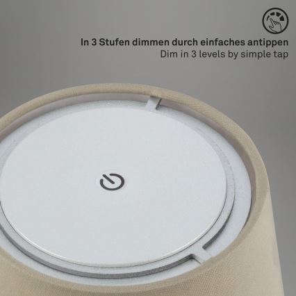 Brilo - LED Dimbaar oplaadbaar buitenshuis tafellamp LED/3W/5V IP44 zilver/beige