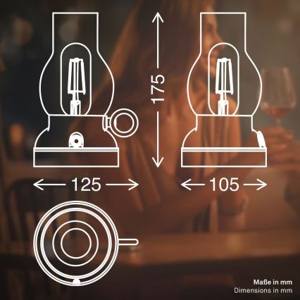 Brilo - Dimbare oplaadbare tafellamp voor buiten KANEA LED/1,5W/5V IP44 1200 mAh antraciet