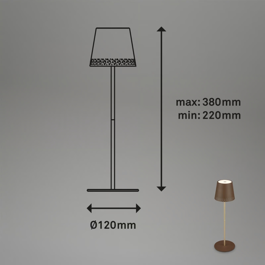 Brilo - KIKI dimbare oplaadbare LED-tafellamp voor buiten met aanraakbediening LED/2,6W/5V IP44 2600 mAh bruin