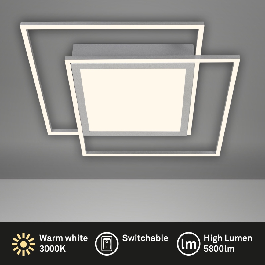 Brilo - LED-plafondlamp 2xLED/16W/230V + LED/19W 51,5x51,5 cm mat chroom