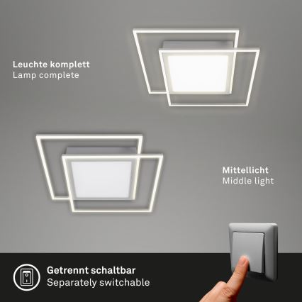 Brilo - LED-plafondlamp 2xLED/16W/230V + LED/19W 51,5x51,5 cm mat chroom