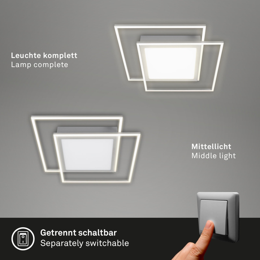 Brilo - LED-plafondlamp 2xLED/16W/230V + LED/19W 51,5x51,5 cm mat chroom