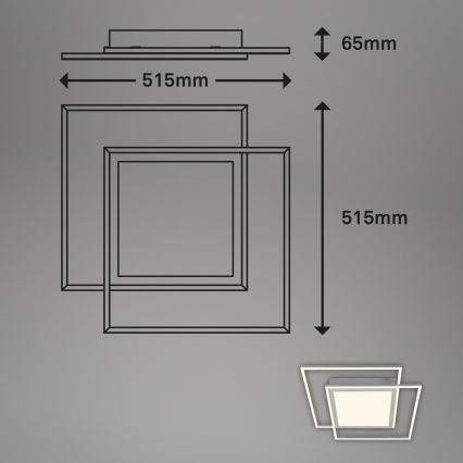 Brilo - LED-plafondlamp 2xLED/16W/230V + LED/19W 51,5x51,5 cm mat chroom