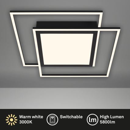 Brilo - LED plafondlamp 2xLED/16W/230V + LED/19W 51,5x51,5 cm zwart
