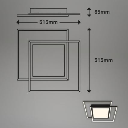 Brilo - LED plafondlamp 2xLED/16W/230V + LED/19W 51,5x51,5 cm zwart