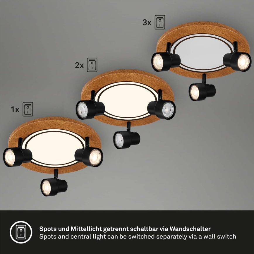 Brilo - LED Plafondlamp LED/12W/230V + 3xGU10/9W 3000K