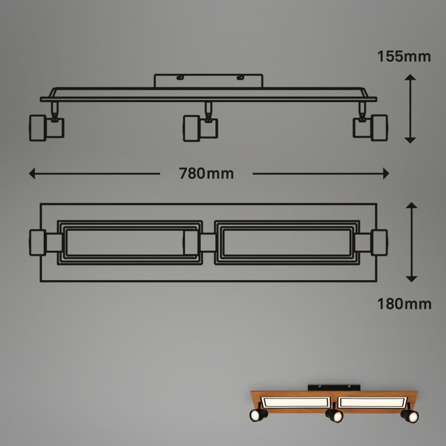 Brilo - LED Plafondlamp LED/24W/230V + 3xGU10/9W 3000K