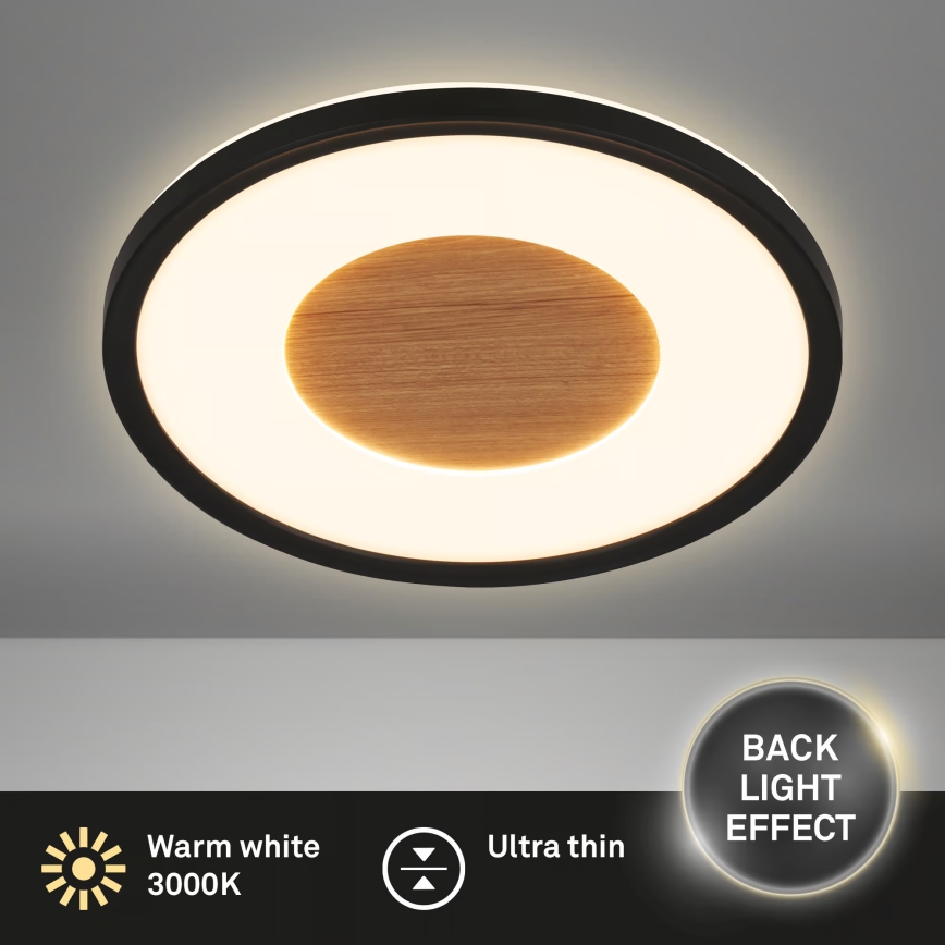 Brilo - LED plafondlamp SUFIT WOOD LED/18W/230V 3000K Ø 29 cm