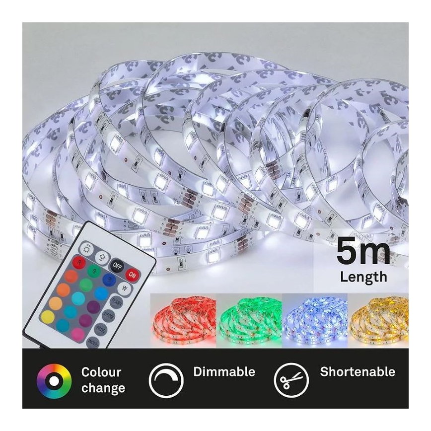 Brilo - LED RGBW dimbare strip 6,5m LED/22W/230V + afstandsbediening
