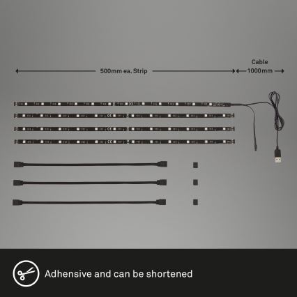 Brilo - LED RGBW dimbare strip voor TV 3m LED/2,5W/USB + afstandsbediening