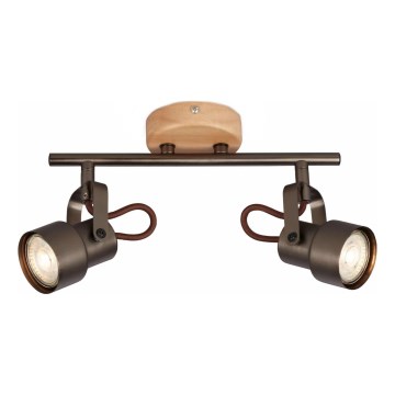 Brilo - LED-spot TAHUN 2xGU10/5W/230V bruin