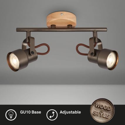 Brilo - LED-spot TAHUN 2xGU10/5W/230V bruin