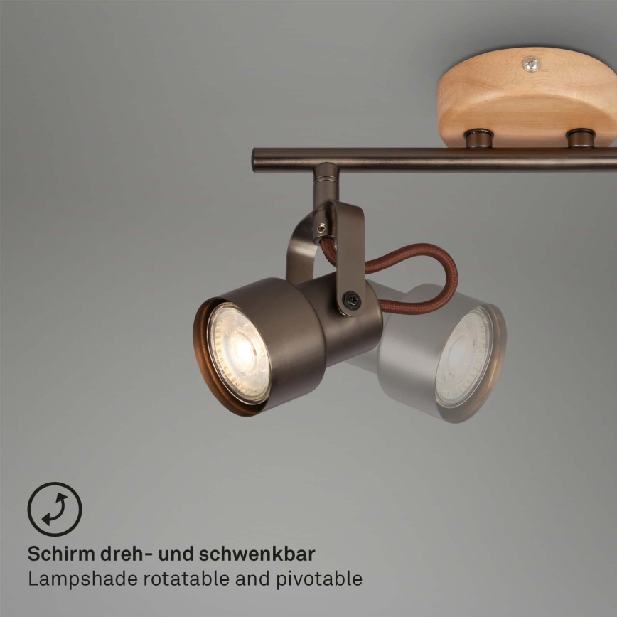 Brilo - LED-spot TAHUN 2xGU10/5W/230V bruin
