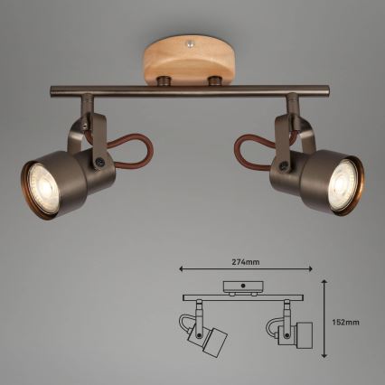 Brilo - LED-spot TAHUN 2xGU10/5W/230V bruin