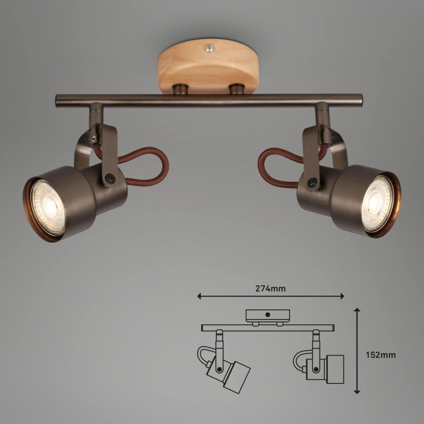 Brilo - LED-spot TAHUN 2xGU10/5W/230V bruin