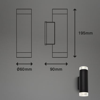 Brilo - LED Wandlamp voor buiten 2xGU10/4,7W/230V IP44 4000K zwart