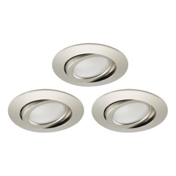 Brilo - LOT 3x Spot encastrable de salle de bain à intensité variable LED/5W/230V IP23 chrome mat
