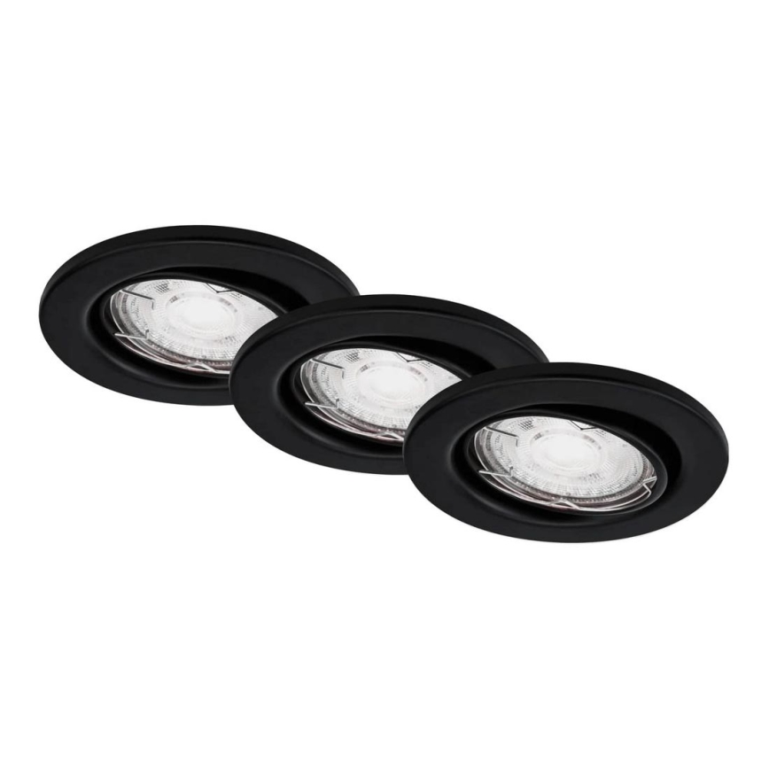 Brilo - LOT 3x Spot encastrable de salle de bain LED 1xGU10/5W/230V IP23 noir