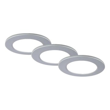 Brilo - LOT 3x Spot encastrable de salle de bain LED/4W/230V IP44 3000/4000K argent