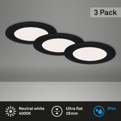 Brilo - LOT 3x Spot encastrable de salle de bain LED FLAT LED/7W/230V IP44