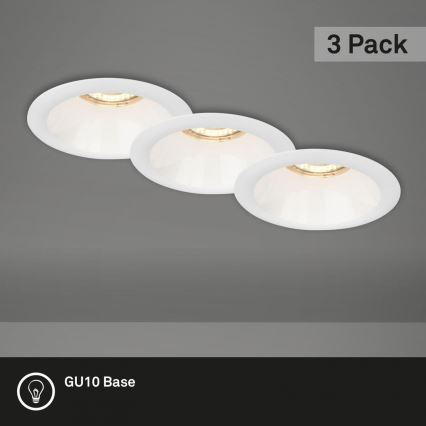 Brilo - LOT 3x Spot encastrable salle de bain 1xGU10/9W/230V IP23 blanc