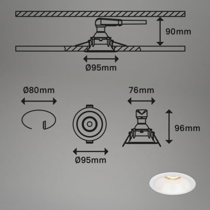 Brilo - LOT 3x Spot encastrable salle de bain 1xGU10/9W/230V IP23 blanc