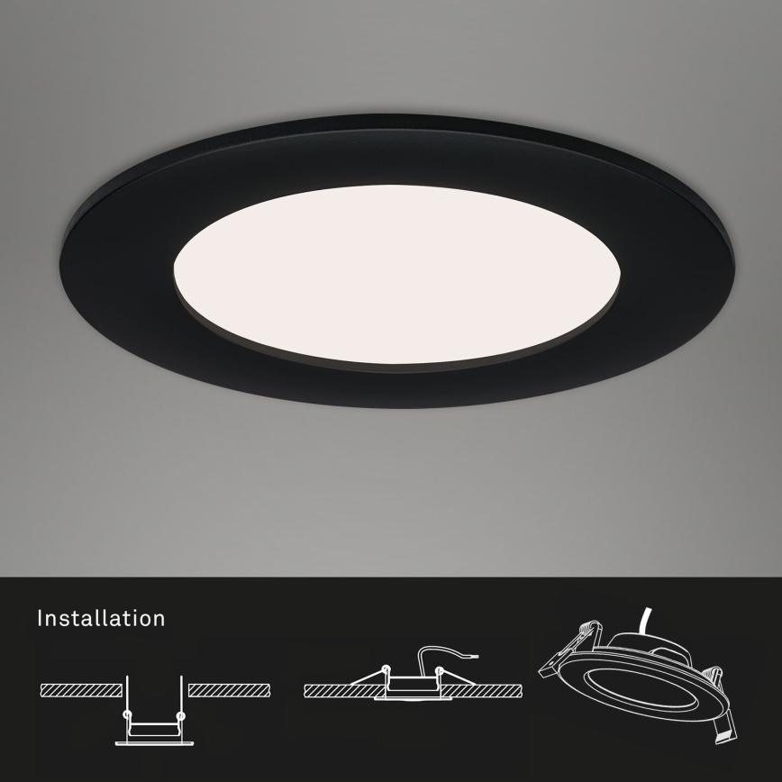 Brilo - LOT DE 3 SPOTS LED ENCASTRÉS POUR SALLE DE BAINS FLAT LED/6W/230V IP44, noirs