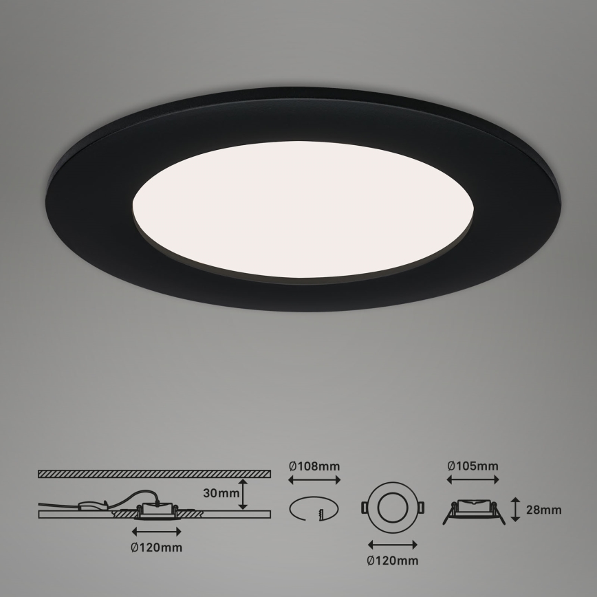 Brilo - LOT DE 3 SPOTS LED ENCASTRÉS POUR SALLE DE BAINS FLAT LED/6W/230V IP44, noirs
