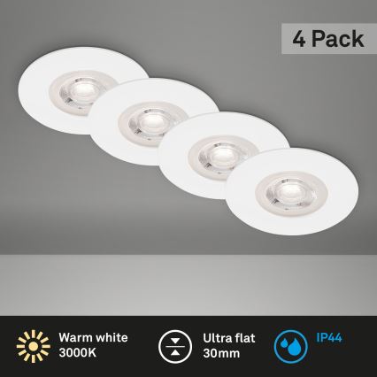 Brilo - LOT x4 Spot encastrable de salle de bain LED/4,9W/230V IP44 blanc