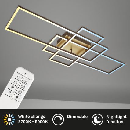 Brilo - Plafonnier à intensité variable FRAME LED/51W/230V 2700-5000K marron/doré + télécommande