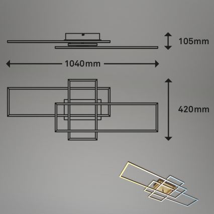 Brilo - Plafonnier à intensité variable FRAME LED/51W/230V 2700-5000K marron/doré + télécommande