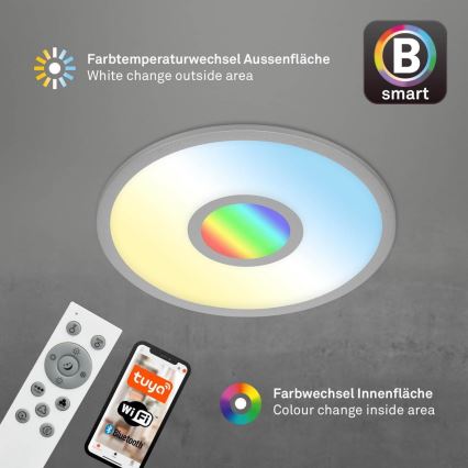Brilo - Plafonnier à intensité variable RGB CENTRO LED/24W/230V 2700-6500K Wi-Fi Tuya + télécommande