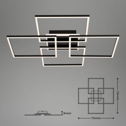 Brilo - Plafonnier LED dimmable FRAME LED/50W/230V 2700-6500K 72,4x72,4cm noir Wi-Fi Tuya + télécommande