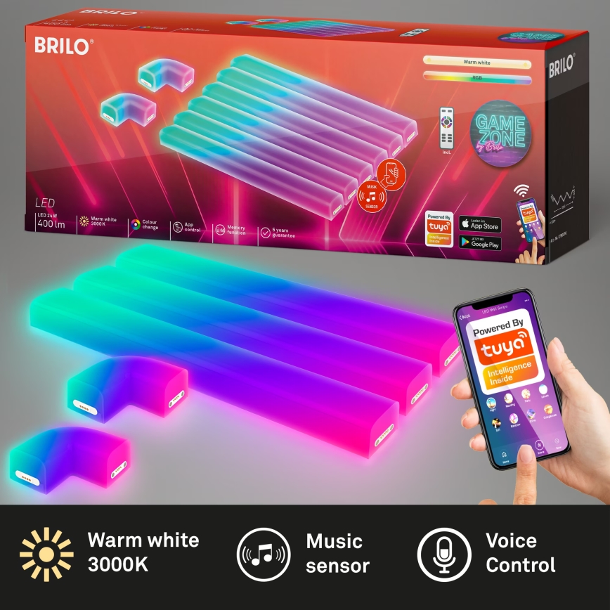 Brilo - Rail d'éclairage RGBIC à intensité variable Smart LED/24W/230V Wi-Fi Tuya
