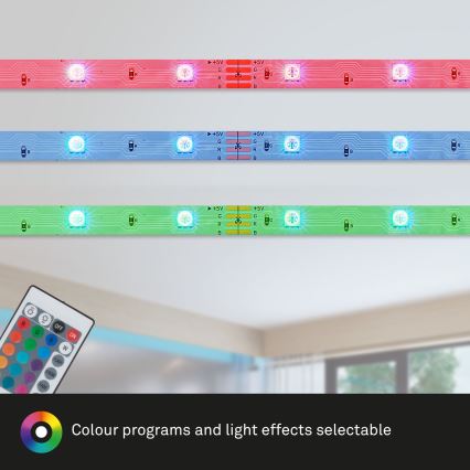 Brilo - Ruban LED RGB à intensité variable 6,6m LED/6W/USB + Télécommande