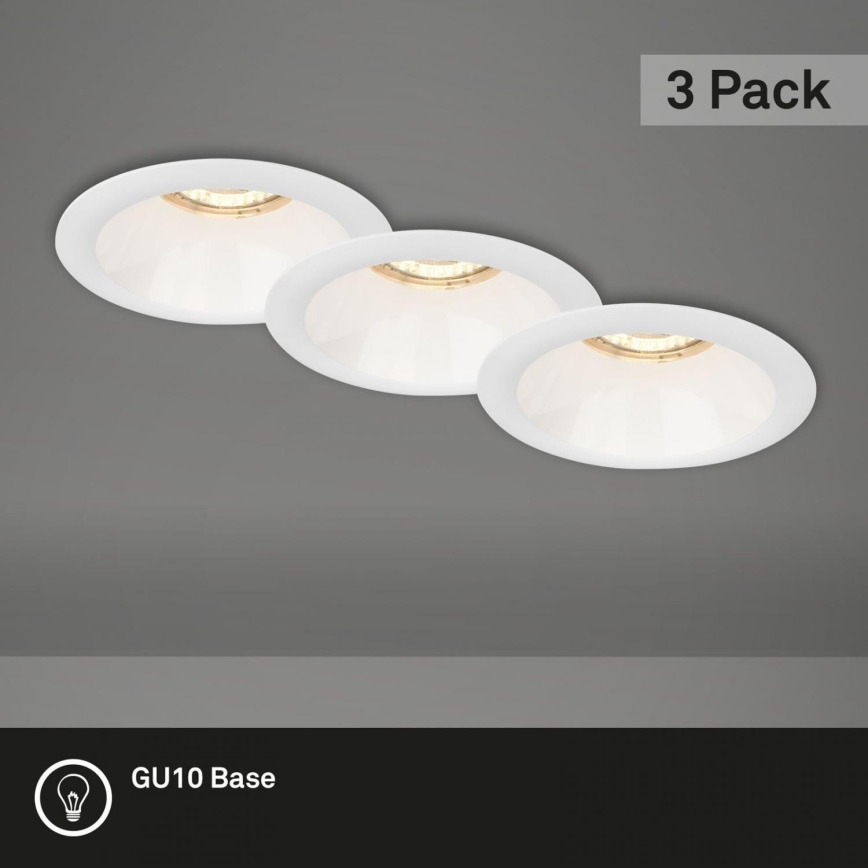 Brilo - SET 3x Badkamer inbouwverlichting 1xGU10/9W/230V IP23 wit