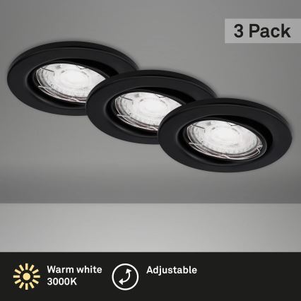 Brilo - SET 3x Hangende LED Badkamer plafond verlichting 1xGU10/5W/230V IP23 zwart