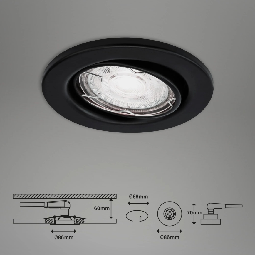 Brilo - SET 3x Hangende LED Badkamer plafond verlichting 1xGU10/5W/230V IP23 zwart