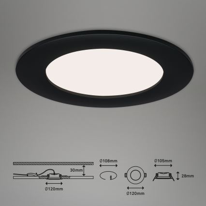 Brilo - Set van 3 LED-inbouwspots voor de badkamer FLAT LED/6W/230V IP44 zwart