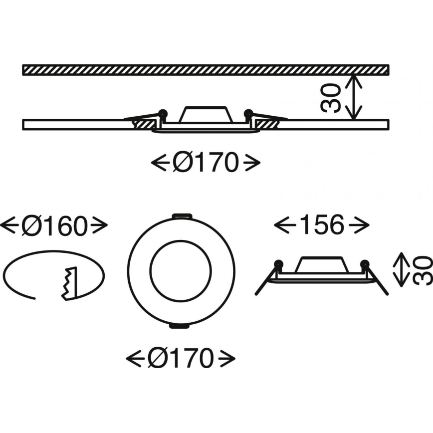 Brilo - Spot encastrable de salle de bain à intensité variable FLAT LED/12W/230V IP44