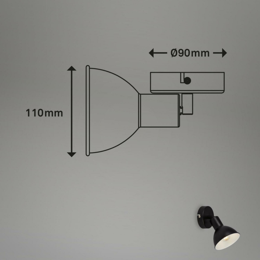 Brilo - Wandspot RETRO 1xE14/25W/230V zwart