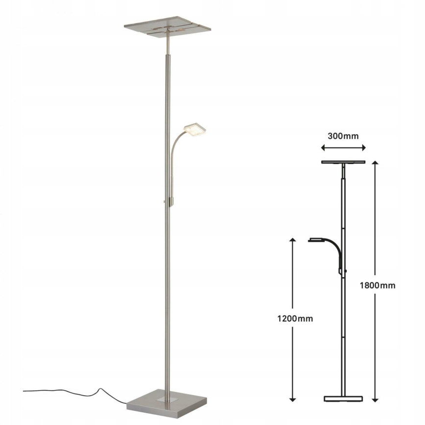 Briloner 1328-022 - Lampadaire dimmable LED/21W/230V + LED/3,5W chrome mat