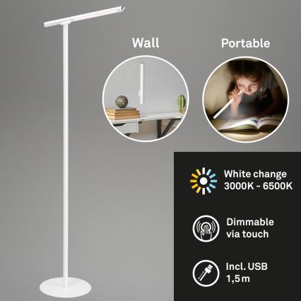 Briloner 1384-016 - Lampadaire LED tactile à intensité variable 2en1 EVERYWHERE LED/2,3W/5V