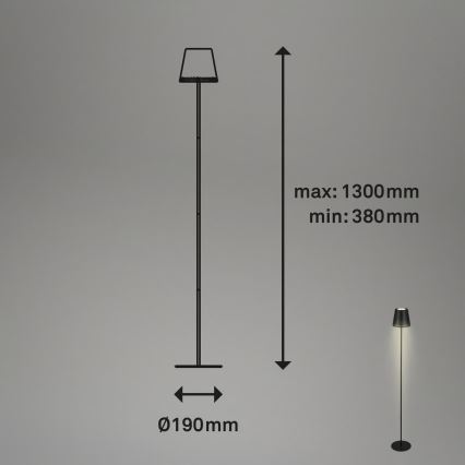 Briloner 1438015 - Dimbare LED-vloerlamp KIKI LED/4,3W/5V IP44 2600 mAh zwart