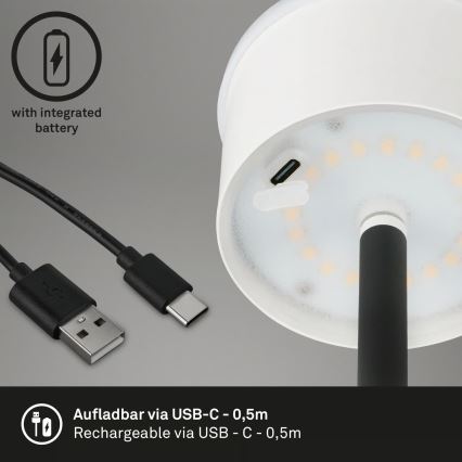 Briloner 1438015 - Lampadaire LED dimmable KIKI LED/4,3W/5V IP44 2600 mAh noir