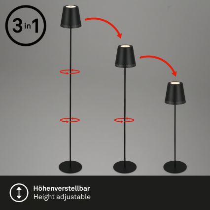 Briloner 1438015 - Lampadaire LED dimmable KIKI LED/4,3W/5V IP44 2600 mAh noir